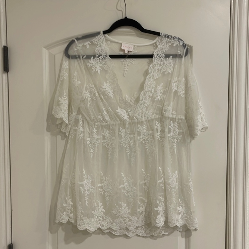 White Lace overlay shirt
